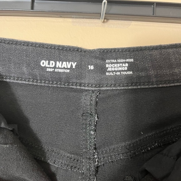 NWT Old Navy Girls Distressed Extra High Rise Rockstar Jegging Black Size 16 - Picture 4 of 10